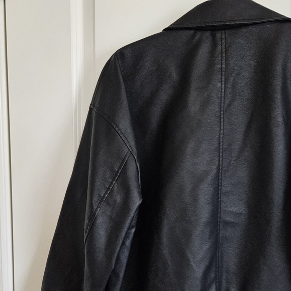 Wild Fable Black Fuax Leather Moto Motorcycle Jacket Size Medium - Picture 5 of 8